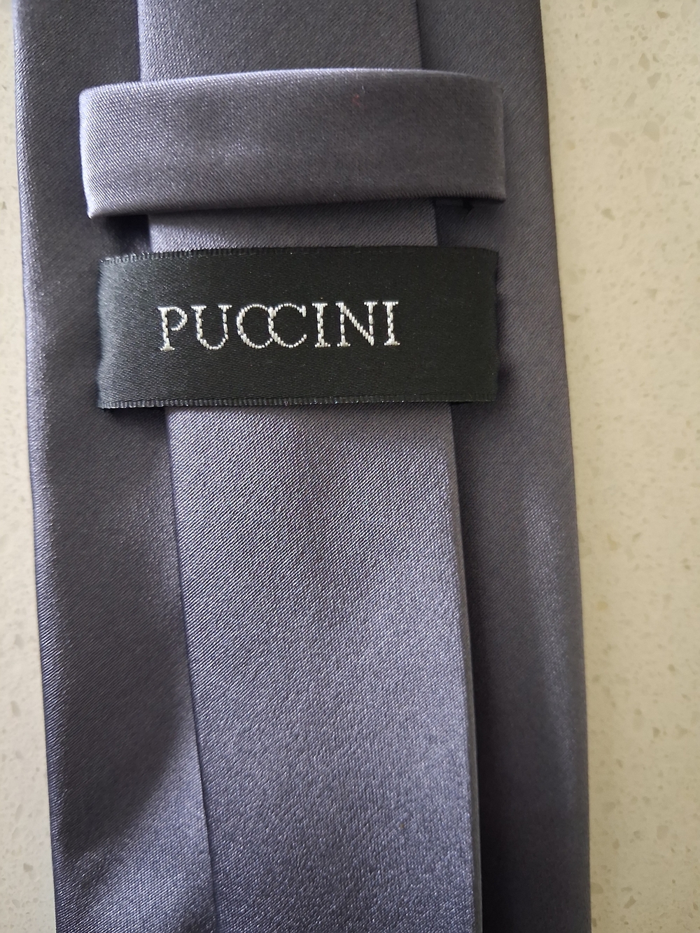 Puccini Men's Satin Tie in Slate Gray - Elegant Formal Accessory